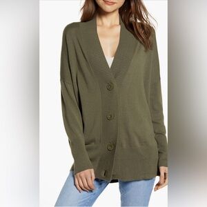 Chelsea 28 Oversized Button Front Cardigan Olive Green